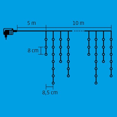 Perdea de lumini cu LED-uri, 600 buc LED-uri - KAF 600L 10M